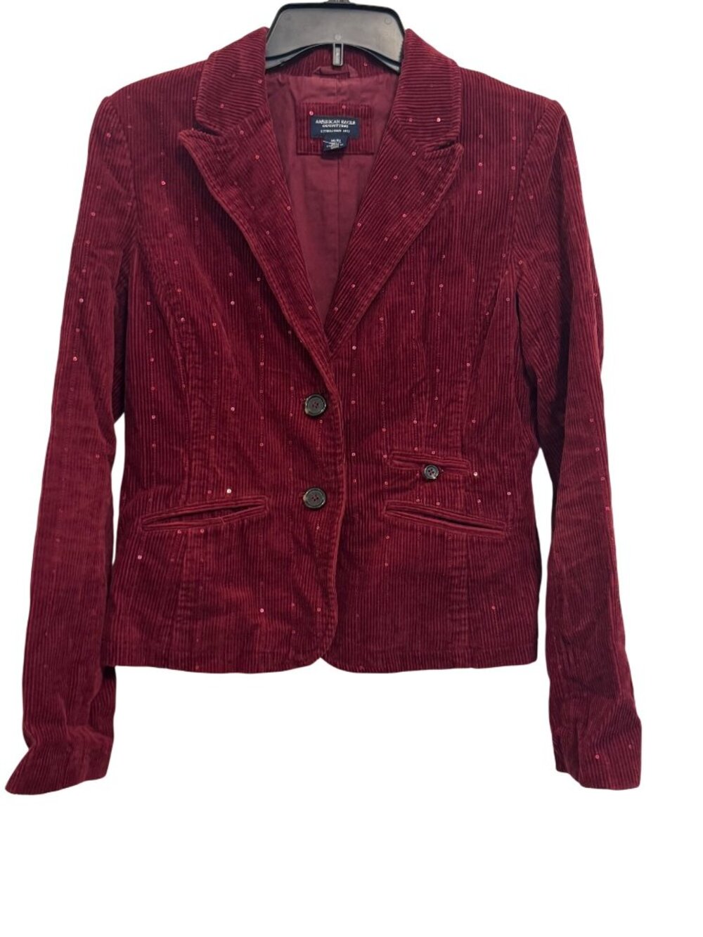 American Eagle Outfitters Red Corduroy Blazer With Sequins Womens M/M